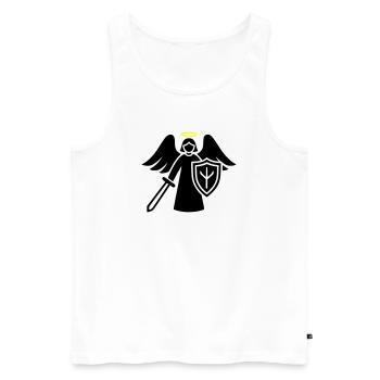 Ange Gardien Guerrier avec Pictogramme Bouclier - Débardeur bio Premium Homme - blanc - Devant - AI Model Male 178 light (178cm)