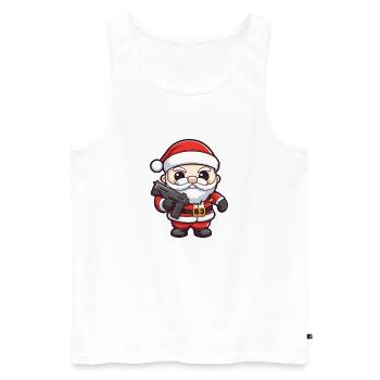 Weihnachtsmann Pistole Comic Weihnachten - Männer Premium Bio Tank Top - Weiß - Vorne - Michal (187cm)