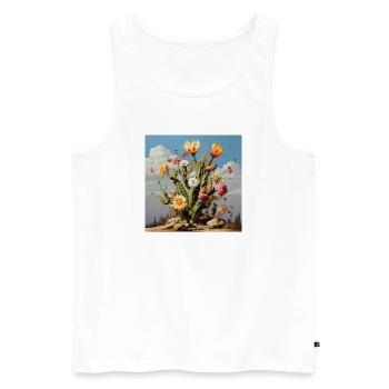 Fleur de cactus Couleur Rêve - Débardeur bio Premium Homme - blanc - Devant - AI Model Male 178 light (178cm)