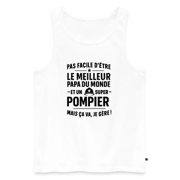 Pompier – Super Papa Pompier - Débardeur bio Premium Homme - blanc - Devant - Michal (187cm)