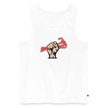 Je veux des bonbons, révolutionnaire, slogan et design en sucre - Débardeur bio Premium Homme - blanc - Devant - AI Model Male 178 light (178cm)
