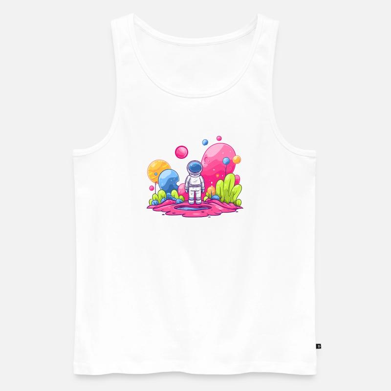 Astronaute dans l’espace rose - Débardeur bio Premium Homme - blanc