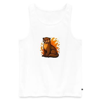 Flammender Otter - Männer Premium Bio Tank Top - Weiß - Vorne - AI Model Male 178 light (178cm)