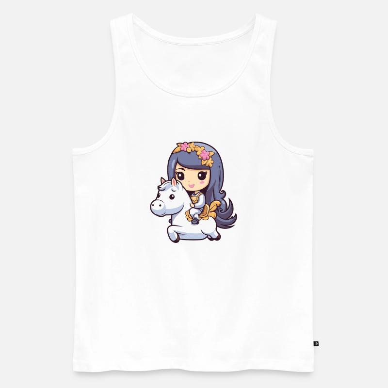 Prinzessin Pferd Comic - Männer Premium Bio Tank Top - Weiß