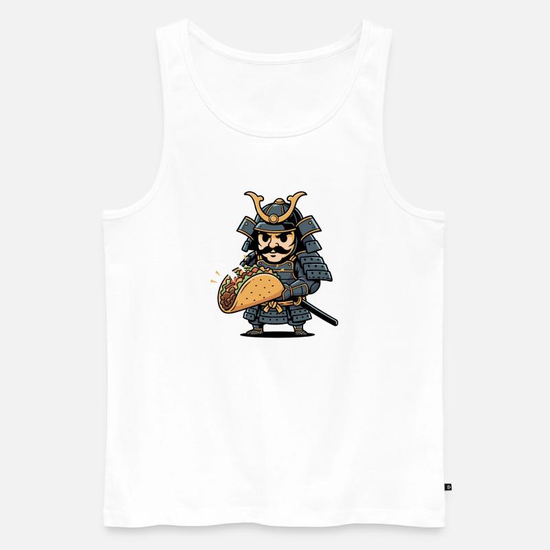 Samurai Taco: Ehre in jedem Bissen - Männer Premium Bio Tank Top - Weiß