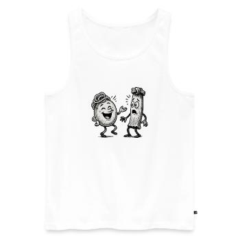 italienische vs chinesische Nudeln - Männer Premium Bio Tank Top - Weiß - Vorne - AI Model Male 178 light (178cm)