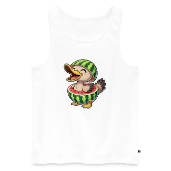 Funny duck with watermelon summer freshness - Men's Premium Organic Tank Top - white - Front - Michal (187cm)