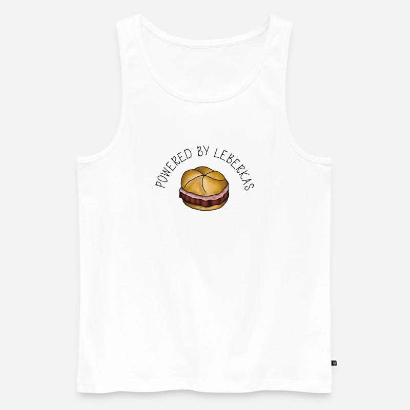 Powered by Leberkas – Leberkäse Spruch - Männer Premium Bio Tank Top - Weiß
