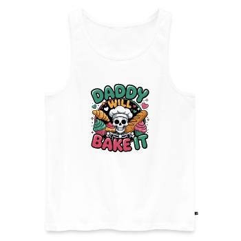 Daddy Will Bake It Skull Chef - Men's Premium Organic Tank Top - white - Front - Michal (187cm)
