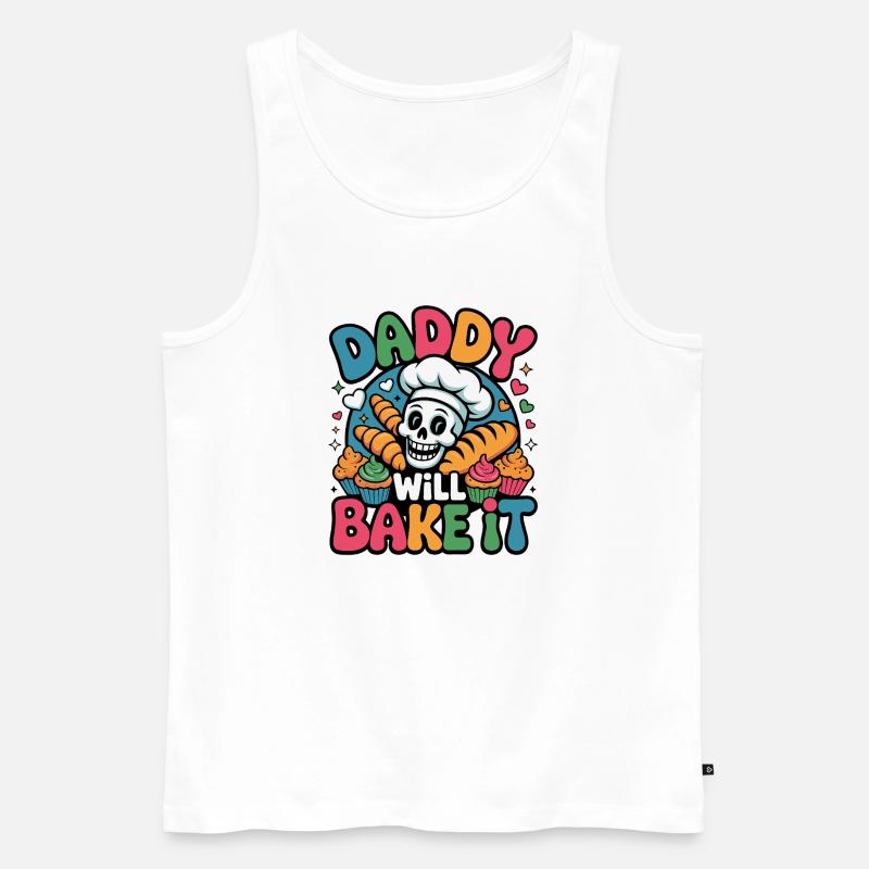 Daddy Will Bake It Skull Bakery - Männer Premium Bio Tank Top - Weiß