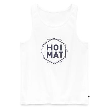 Geometrischer HOIMAT Hexagon-Text - Männer Premium Bio Tank Top - Weiß - Vorne - AI Model Male 178 light (178cm)