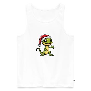 Lézard Gecko de Noël - Débardeur bio Premium Homme - blanc - Devant - Michal (187cm)