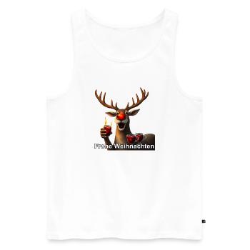 Rentier Mit Glühwein Frohe Weihnachten - Männer Premium Bio Tank Top - Weiß - Vorne - Michal (187cm)