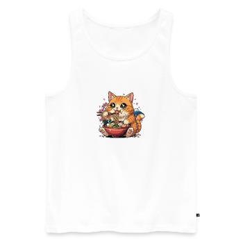 Chat ramen kawaii Mont Fuji - Débardeur bio Premium Homme - blanc - Devant - Michal (187cm)