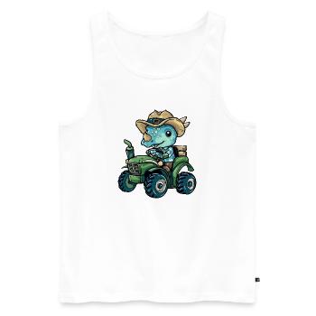 Dinosaurier triceratops Traktor Farmer - Männer Premium Bio Tank Top - Weiß - Vorne - AI Model Male 178 light (178cm)