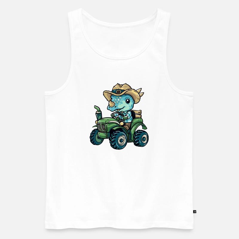 Dinosaurier triceratops Traktor Farmer - Männer Premium Bio Tank Top - Weiß