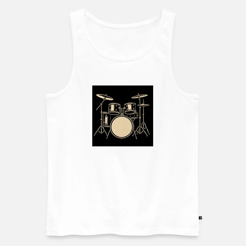 Schwarzsilbernes Drumset Illustration - Männer Premium Bio Tank Top - Weiß