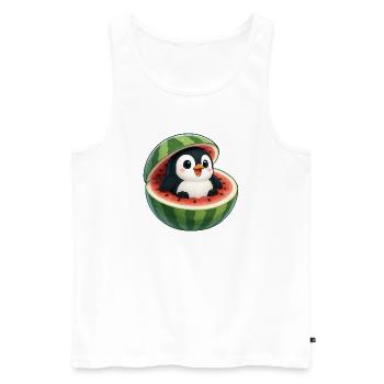 Quirky Pinguin mit Melone Lustiges Obst Sommer - Männer Premium Bio Tank Top - Weiß - Vorne - Michal (187cm)