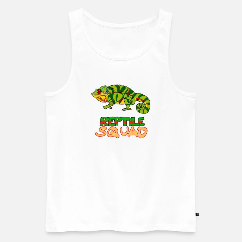 Reptile Squad Bunte Chamäleon-Kunst - Männer Premium Bio Tank Top - Weiß