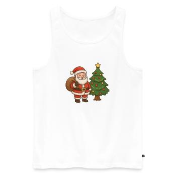 Père Noël avec illustration de sapin de Noël - Débardeur bio Premium Homme - blanc - Devant - AI Model Male 178 light (178cm)