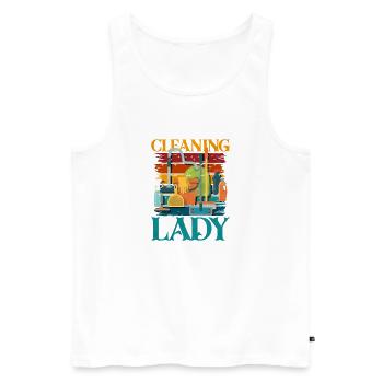 Reinigungsheldin Farbexplosion - Männer Premium Bio Tank Top - Weiß - Vorne - Michal (187cm)