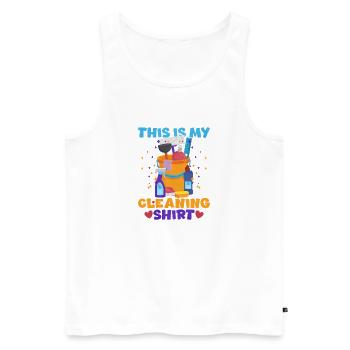 This Is My Cleaning Shirt - Men's Premium Organic Tank Top - white - Front - AI Model Male 178 light (178cm)