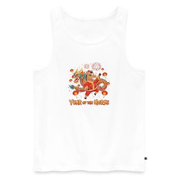 Jahr des Pferdes 2026 – Chinesisches Neujahr für K - Männer Premium Bio Tank Top - Weiß - Vorne - Michal (187cm)