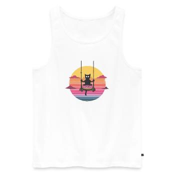 Katzenswing am Donut Sonnenuntergang - Männer Premium Bio Tank Top - Weiß - Vorne - Michal (187cm)