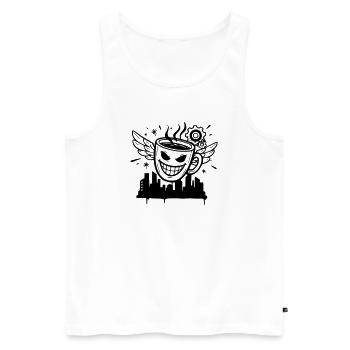 Verrückte Kaffee Tasse Flügel Vektor - Männer Premium Bio Tank Top - Weiß - Vorne - Michal (187cm)