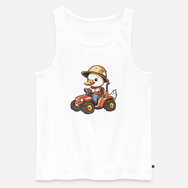 Gans Traktor Farmer - Männer Premium Bio Tank Top - Weiß