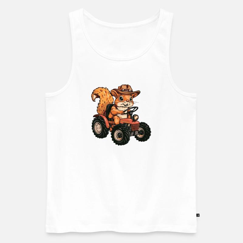 Eichhörnchen Traktor Farmer - Männer Premium Bio Tank Top - Weiß