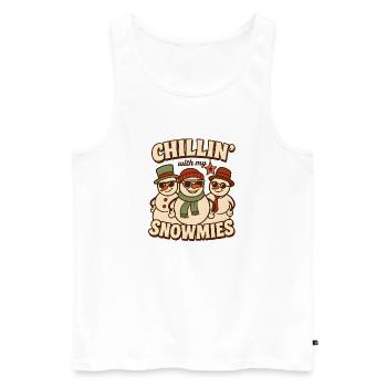 Chillin’ with My Snowmies Retro Xmas Style - Männer Premium Bio Tank Top - Weiß - Vorne - Michal (187cm)