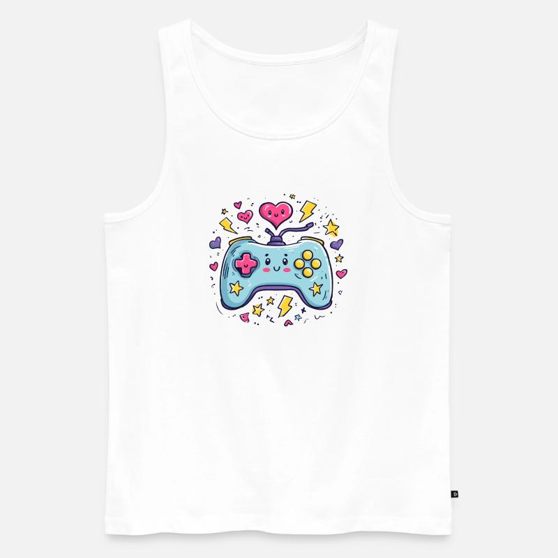 Kawaii Controller Herzfreude - Männer Premium Bio Tank Top - Weiß