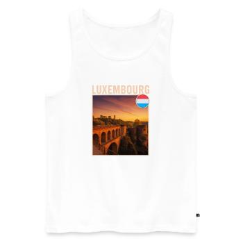 Luxembourg - Men's Premium Organic Tank Top - white - Front - Michal (187cm)