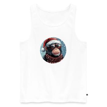 Affe Weihnachten Lustig Cool - Männer Premium Bio Tank Top - Weiß - Vorne - Michal (187cm)