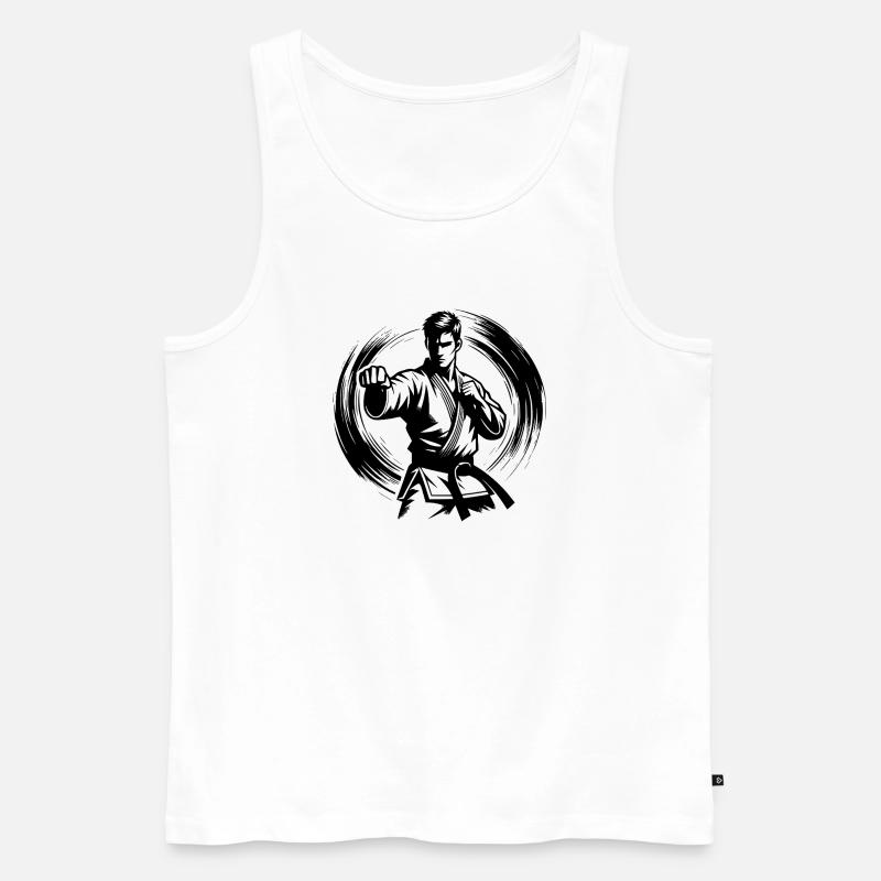 Dynamische Kampfpose Perfekte Karate Silhouette - Männer Premium Bio Tank Top - Weiß