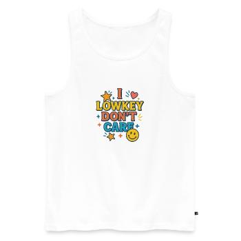 Un peu peu s’en fiche, drôle de phrase - Débardeur bio Premium Homme - blanc - Devant - AI Model Male 178 light (178cm)