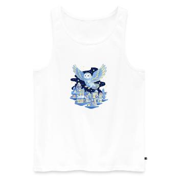 Vol de hibou au-dessus de la ville la nuit - Débardeur bio Premium Homme - blanc - Devant - AI Model Male 178 light (178cm)