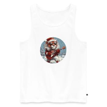 Löwe Weihnachten Gitarre - Männer Premium Bio Tank Top - Weiß - Vorne - Michal (187cm)