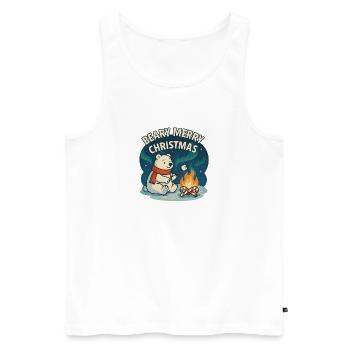 Beary Merry Christmas Campfire - Men's Premium Organic Tank Top - white - Front - Michal (187cm)