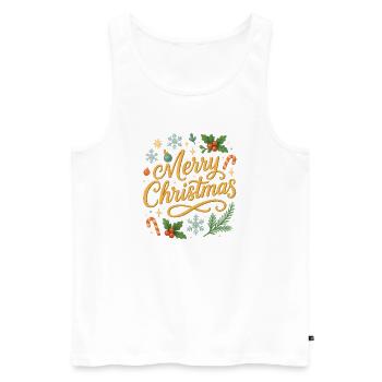 Merry Christmas Lettering - Men's Premium Organic Tank Top - white - Front - AI Model Male 178 light (178cm)