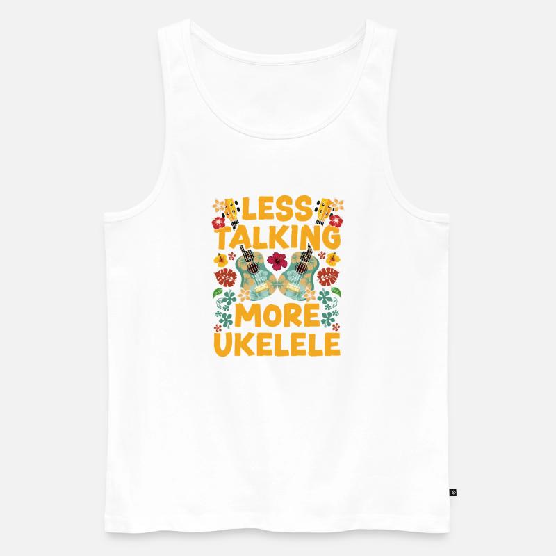 Hawaiian Ukulele Uke Less Talking - Männer Premium Bio Tank Top - Weiß
