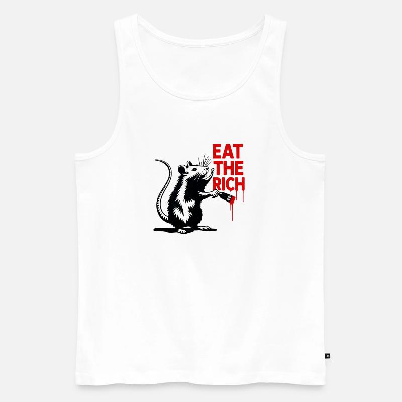 Ratte mit roter Botschaft - Männer Premium Bio Tank Top - Weiß