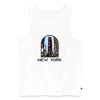 New York - Times Square - Débardeur bio Premium Homme - blanc - Devant - AI Model Male 178 light (178cm)