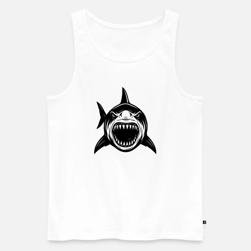 Weißer Hai Shark Attack Angriff - Männer Premium Bio Tank Top - Weiß