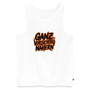 Ganz vorsichtig nähern Brush-Design - Männer Premium Bio Tank Top - Weiß - Vorne - Michal (187cm)