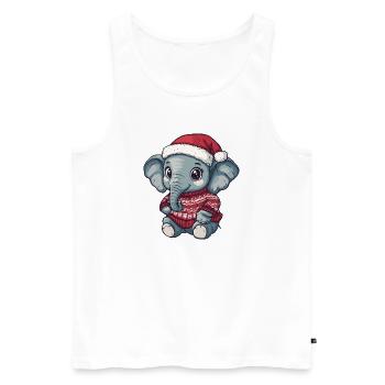 Noël de Noël avec éléphants - Débardeur bio Premium Homme - blanc - Devant - Michal (187cm)