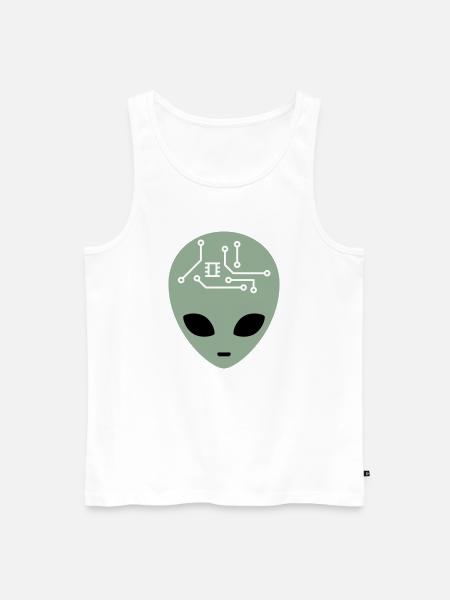 Alien Head with Circuits (three colours) - Men's Premium Organic Tank Top - white