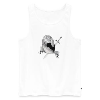 Edler Ritterhelm mit Schwert – Silberornament - Männer Premium Bio Tank Top - Weiß - Vorne - Michal (187cm)