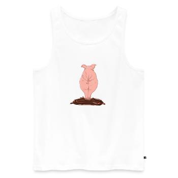 Cochon rose par derrière - Débardeur bio Premium Homme - blanc - Devant - AI Model Male 178 light (178cm)